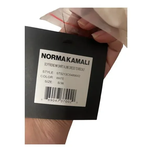 Norma Kamali Boyfriend Shirt A Line Dress To Midcalf Long Sleeve White Size S/36